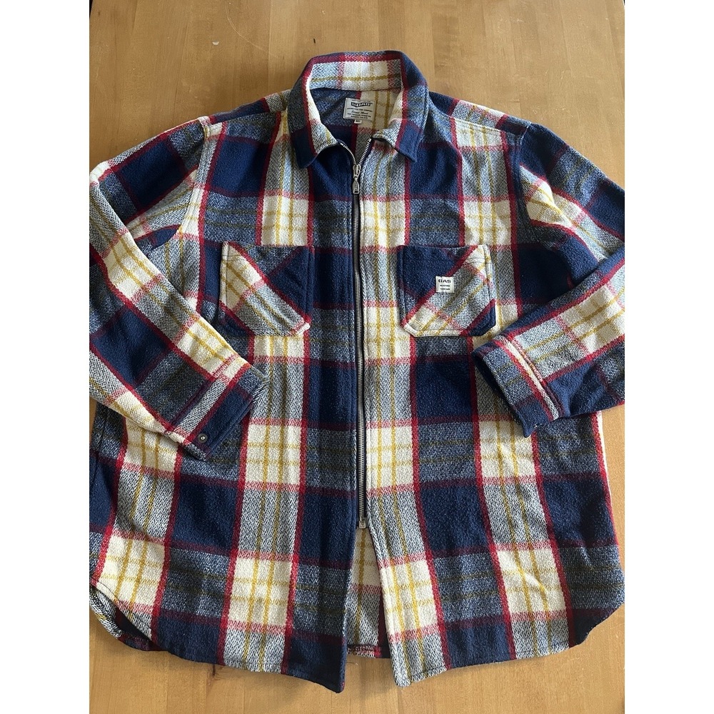 Vintage GAS Blue Jeans Plaid Shirt Jacket Made In Italy Street Mood RARE Sz XXL